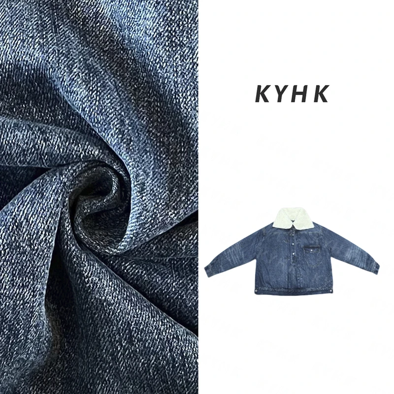 KYHK复古毛绒翻领套头水洗牛仔夹克棉上衣241247