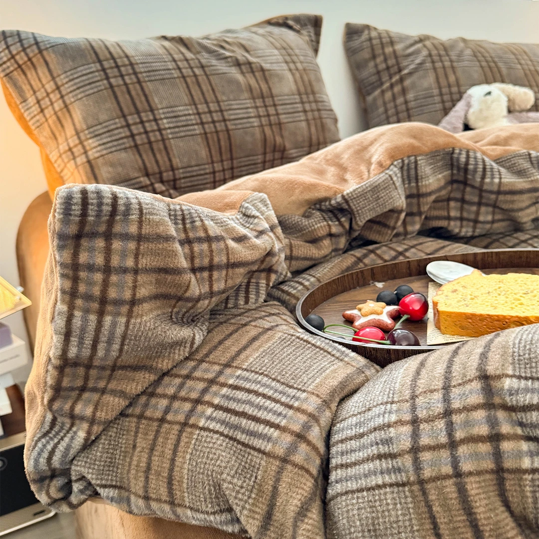 【朵罗塔】加厚保暖牛奶绒入冬四件套双面绒美拉德灰咖2025被套床单