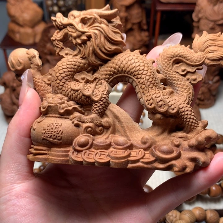 檀香木其他老山檀香祥龙聚宝盆