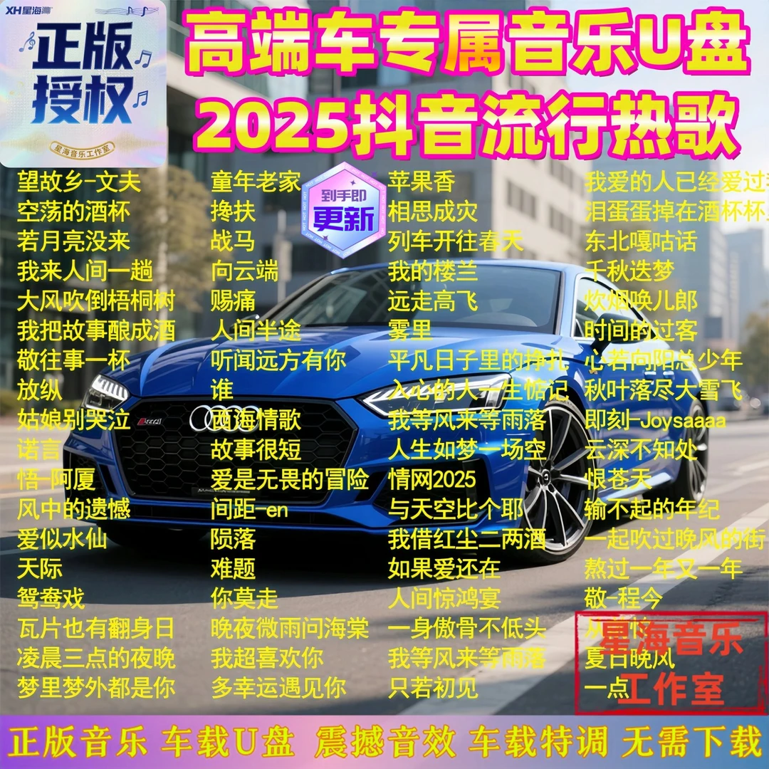 高端豪车奔驰宝马奥迪 2025新款车载音乐U盘 抖音流行火爆热歌MP3
