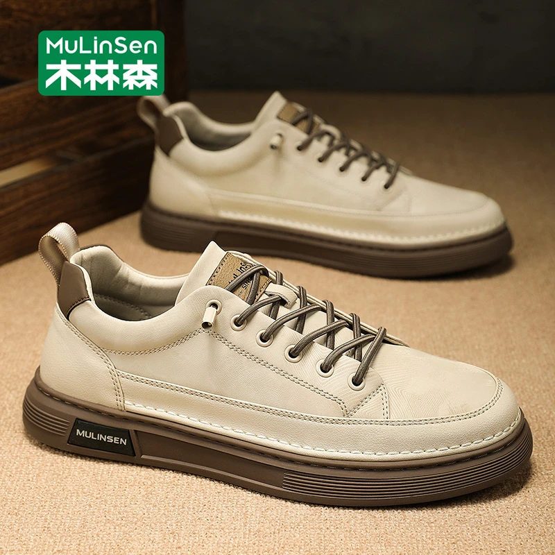 木林森板鞋男款2025新款秋季男士小白鞋休闲运动软底增高鞋子男款