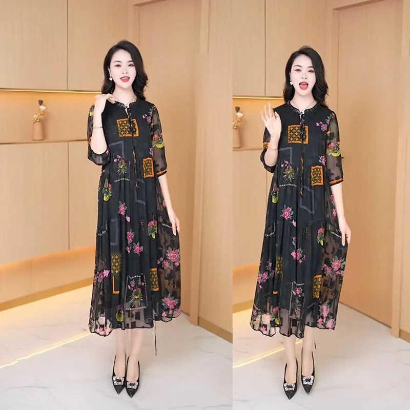A157 高级感连衣裙女新款春夏季洋气质女神范显瘦中长款裙子