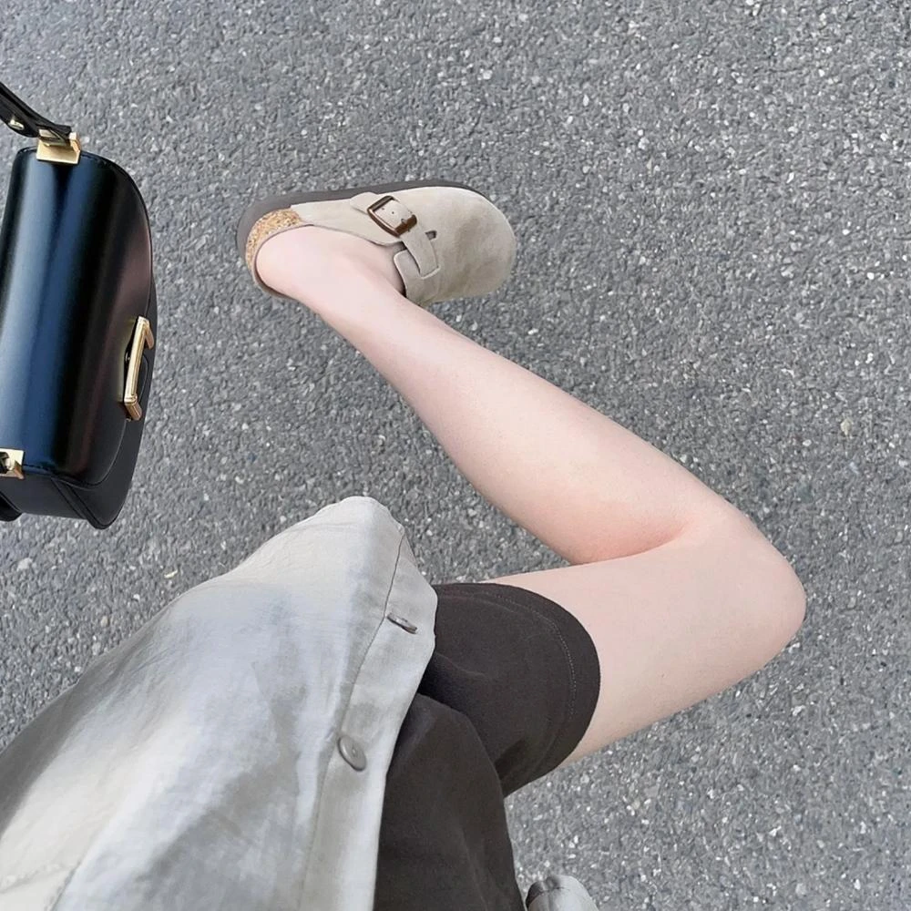 厚底版~三喜勃肯鞋外穿2025年新款一脚蹬复古博肯鞋包头半拖鞋女