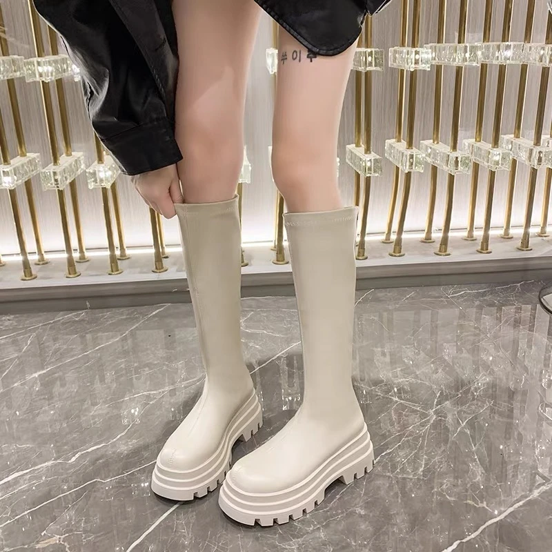 厚底7CM小个子高筒骑士靴不过膝2025年秋冬新款增高显瘦女7101-19