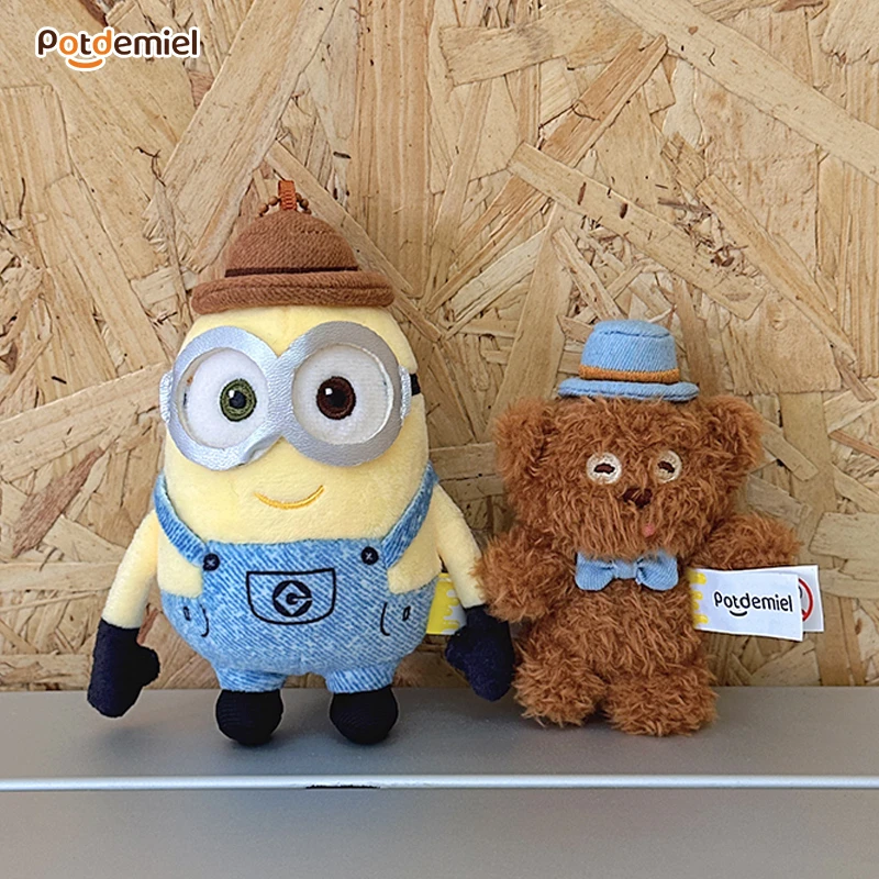 potdemiel环球正版小黄人系列鲍勃&Tim熊毛绒组合挂件