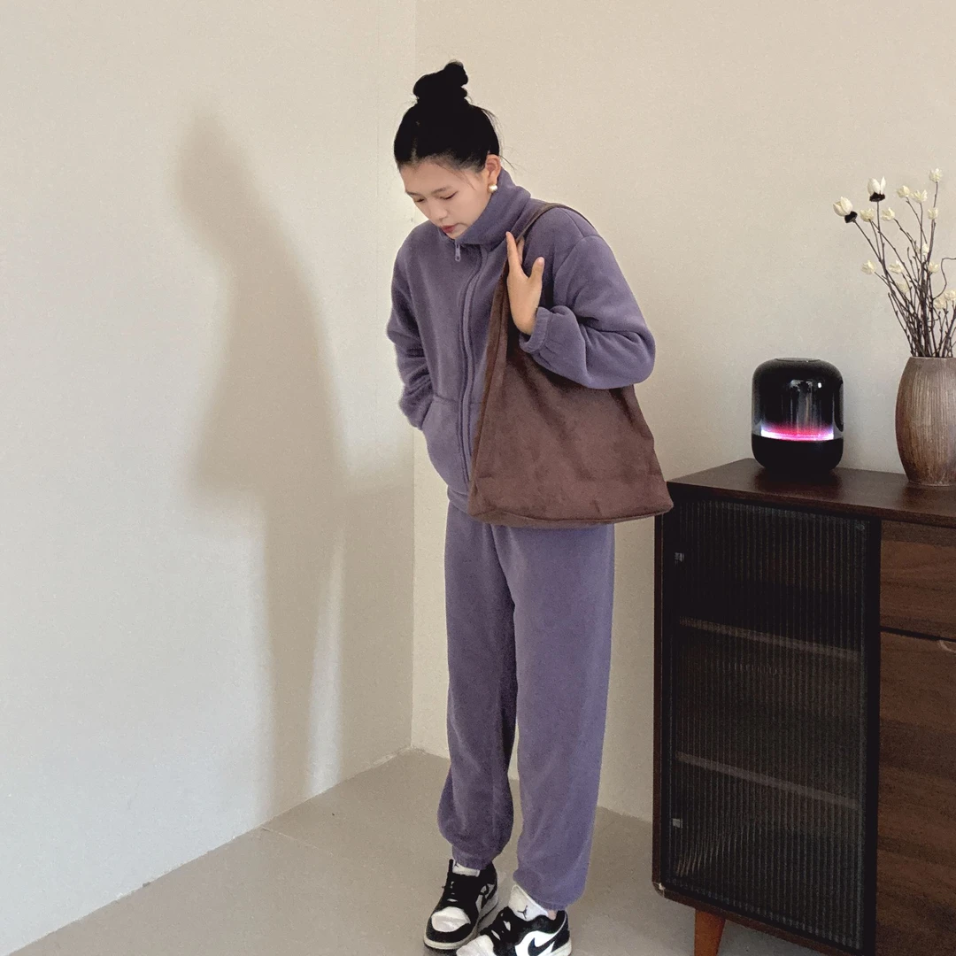 【升级版海豚绒】立领可外穿秋冬季家居服套装休闲宽松睡衣情侣加绒