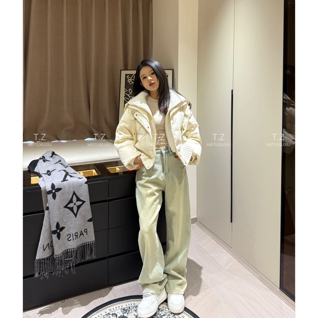 【婷子定制】~150小个子冬款拼接针织白鸭绒羽绒服{针织会起球}B925