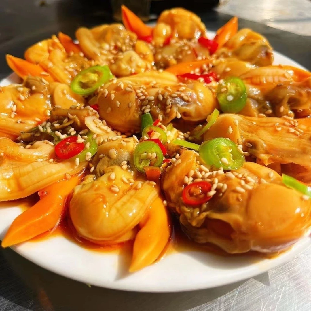 渤海湾特产深海红油香辣蘸汁黄哈肉营养丰富开盖即食顺丰发货