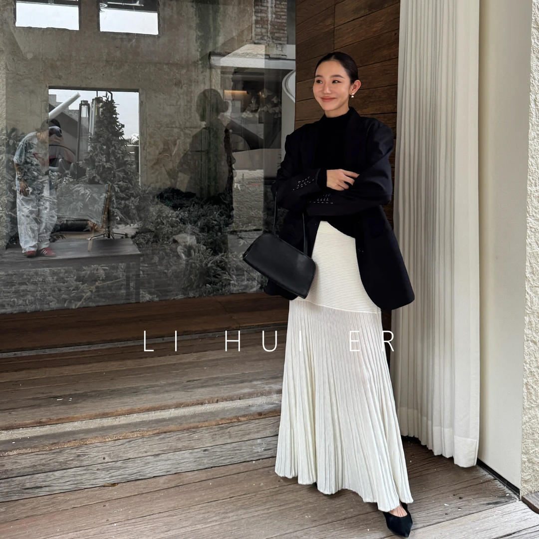 LiHuiEr李慧儿【青瓦映月】2025秋季新款舒适白色半裙YCN1-001