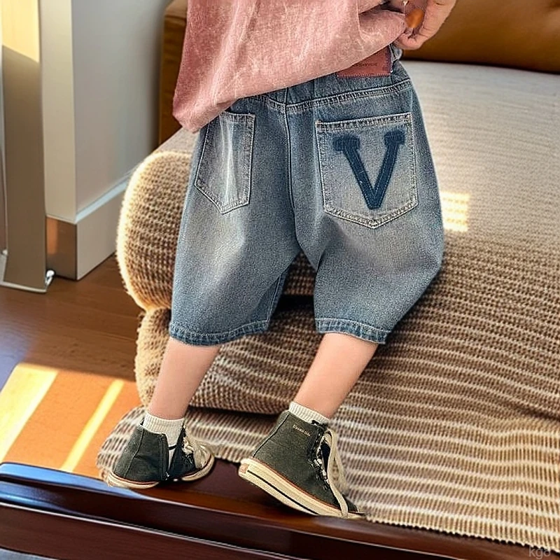 夏季男童痞帅五分牛仔裤2025新款中大童裤子儿童帅气薄款牛仔短裤