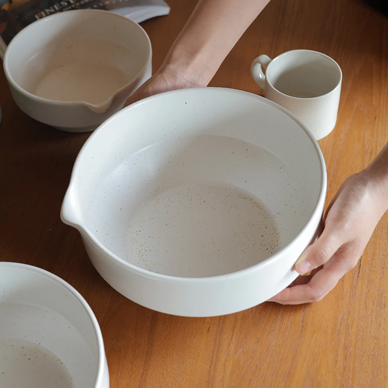 【瑕疵】Camus say 9.5英寸白色芝麻釉引流碗大号 24.5×11cm