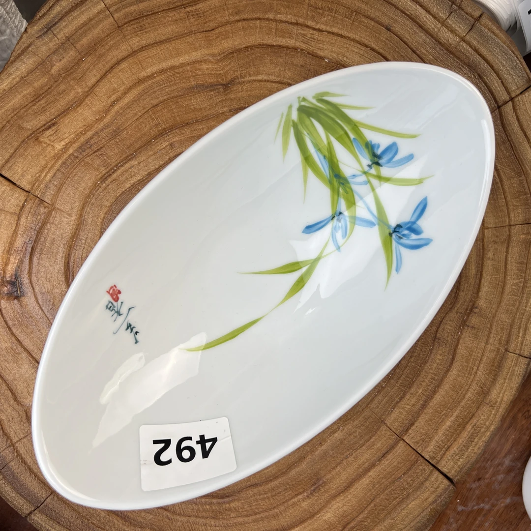 景德镇手绘（食品级）元宝492陶瓷餐具盘子