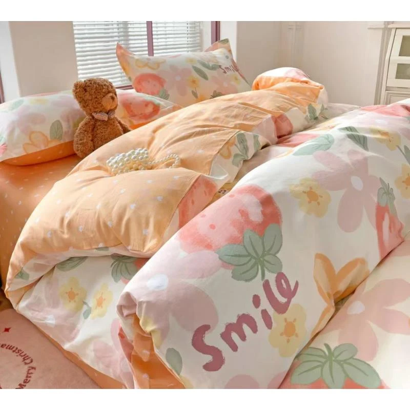 【北奈かわ会社】精品水洗棉四件套草莓园-200x230