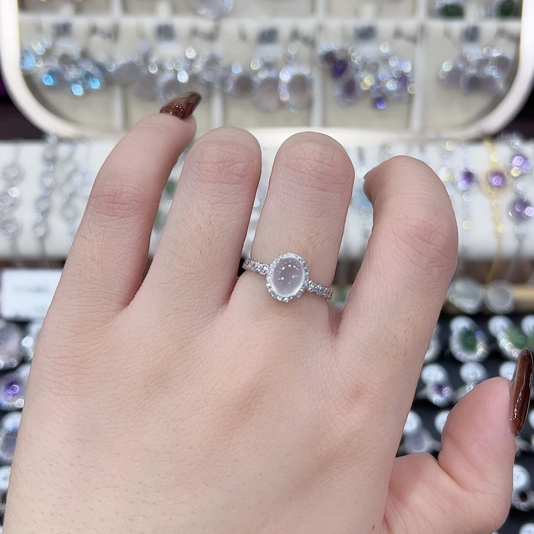 蛇纹石玉银S925镶嵌戒指