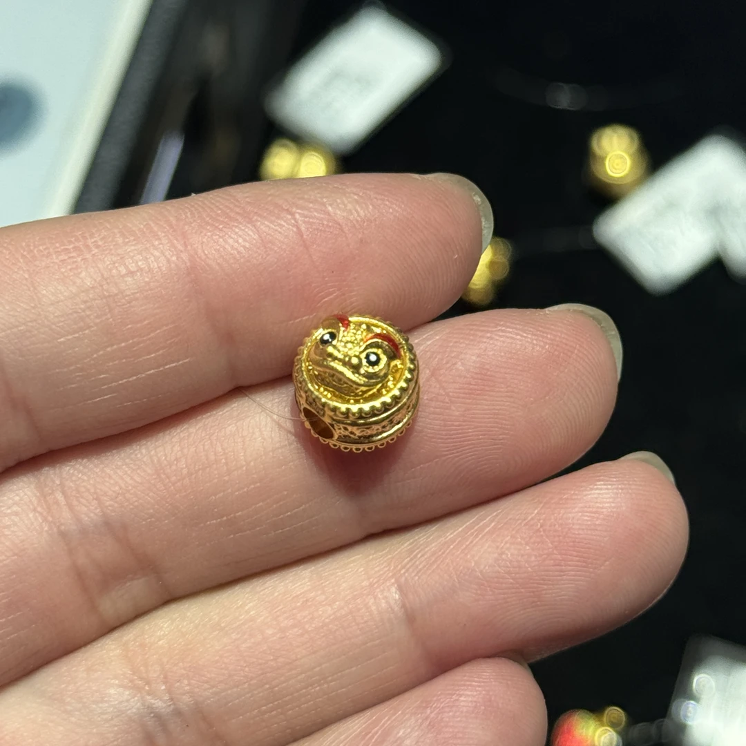 【转转醒狮】六桂福足金醒狮国风复古珐琅彩喜狮古法红色