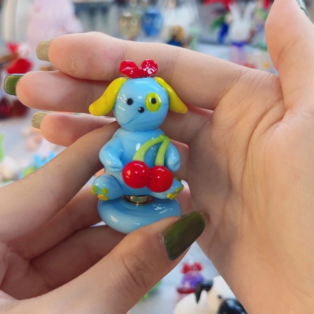 【闪购商品】琉璃手工艺品旋转樱桃小狗