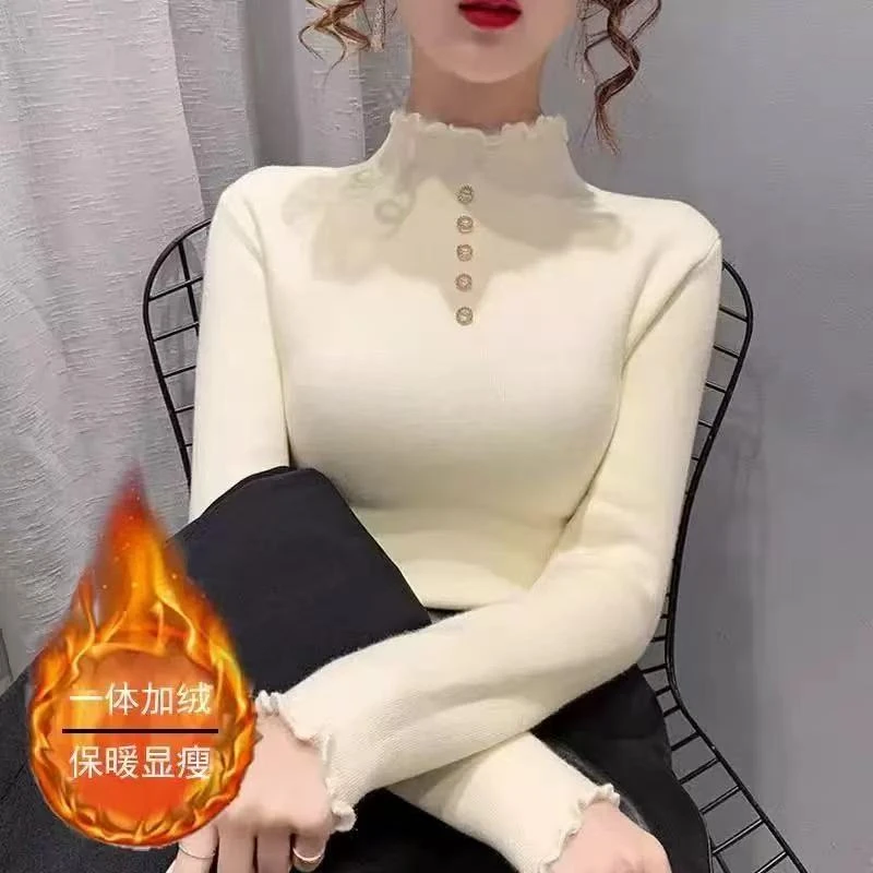 木耳边简约百搭毛衣818