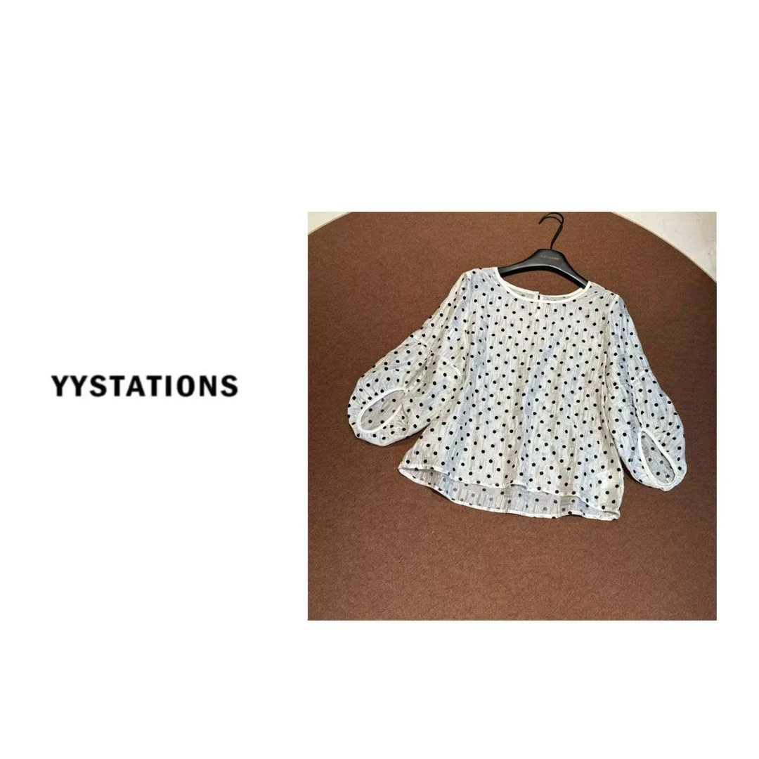 YYSTATIONS 【波点衫！】法式高级感减龄洋气遮肉显瘦波点衫-9225