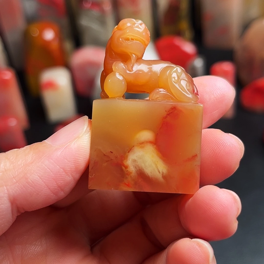 巴林石印石鸡血石扁章