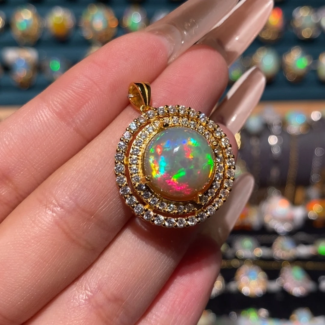 欧泊银S925镶嵌吊坠