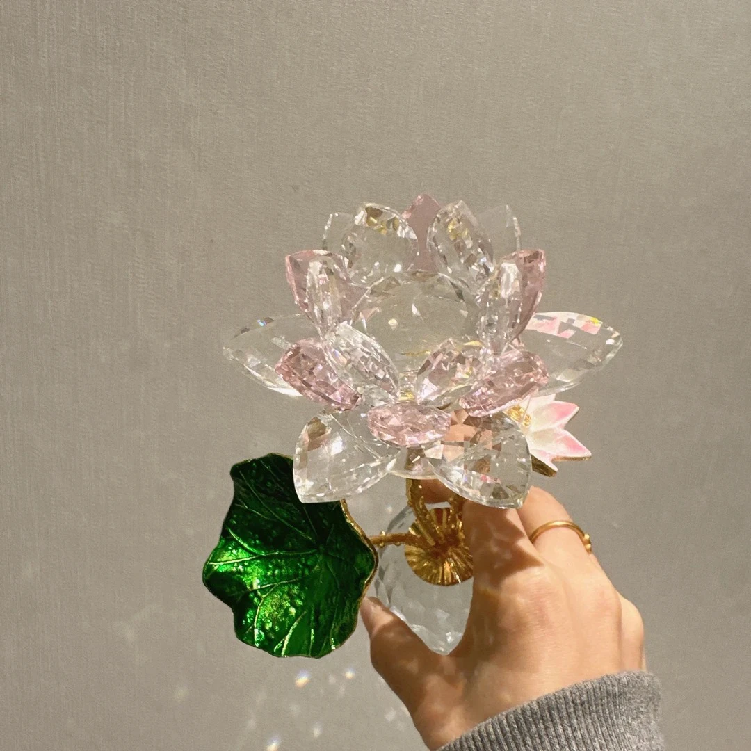 JJJJ双头大朵莲花水晶摆件