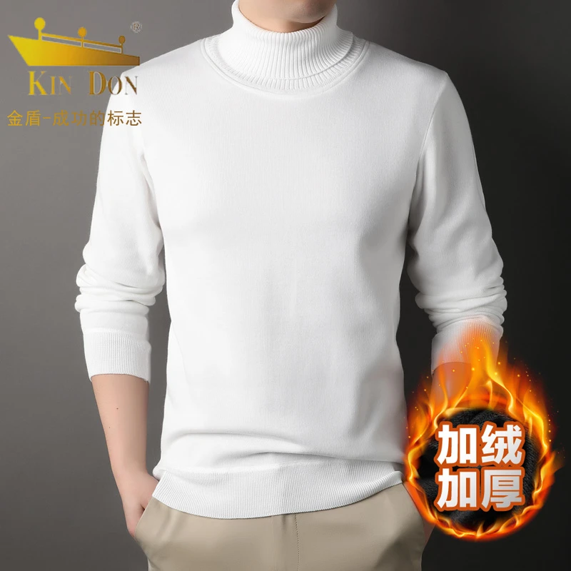 金盾高领翻领男士打底毛衣针织衫商务保暖秋冬长袖新款时尚潮流