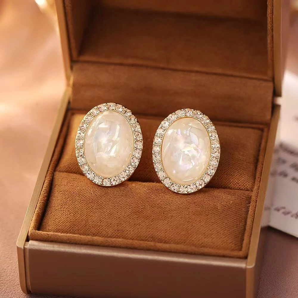 铜合金锆石耳饰 耳钉法式女复古爱心/水滴/铃铛饰品金色精致