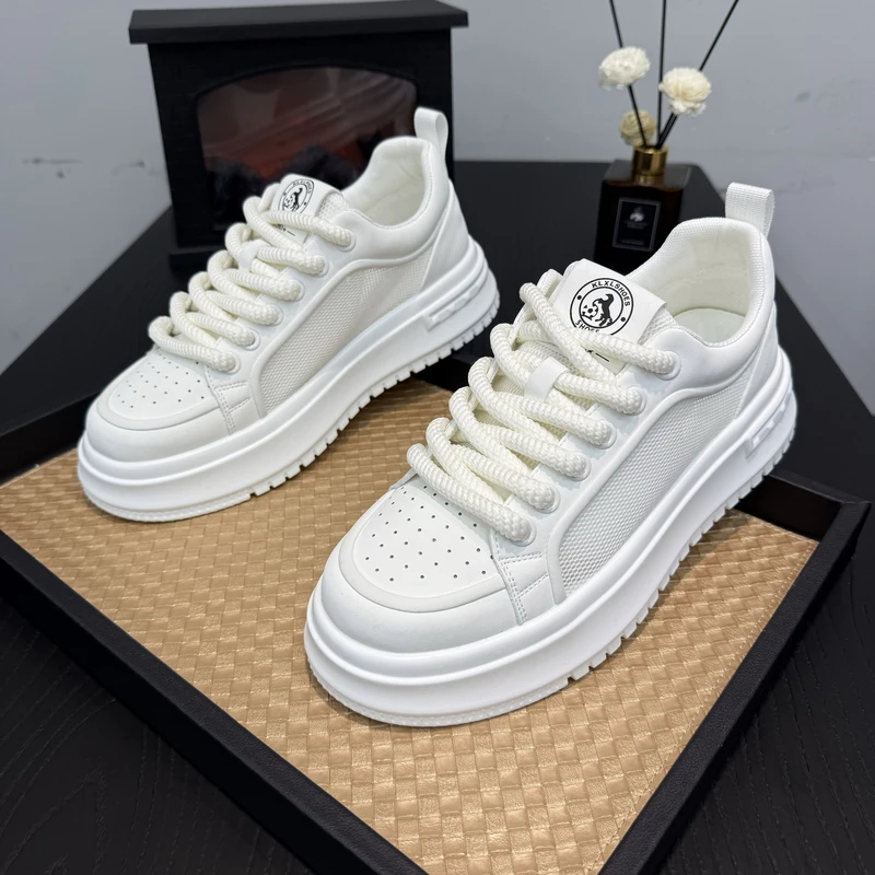 2025春夏新款透气网面鞋厚底舒适百搭网面休闲鞋男板鞋潮流男鞋子