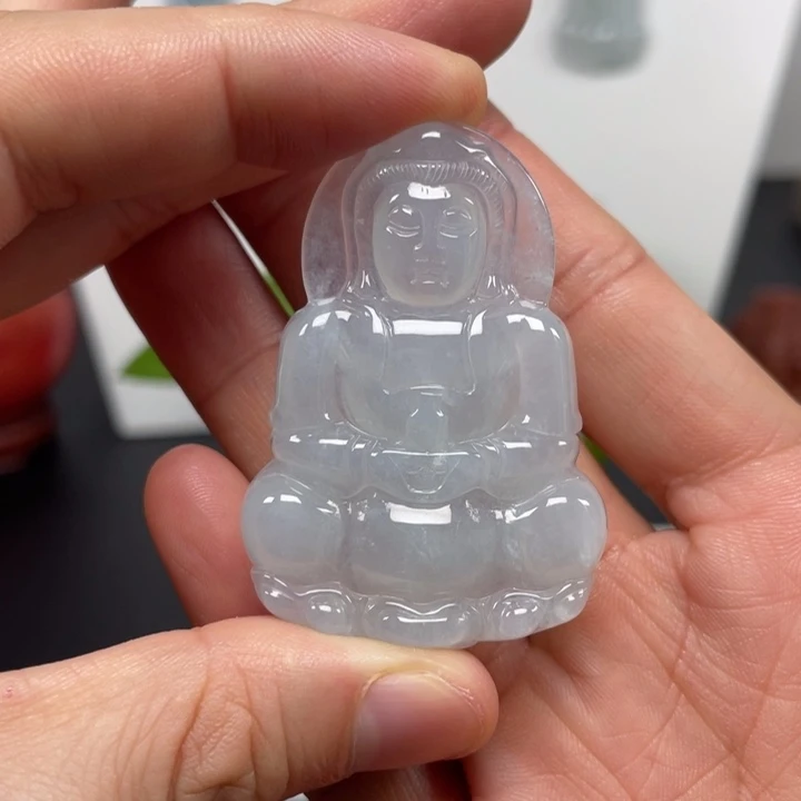 翡翠未镶嵌颈饰天然缅甸翡翠A货观音76号