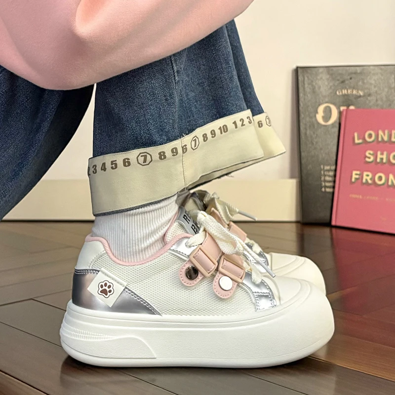 人本美拉德爆款丑萌大头鞋高颜值魔术贴设计校园百搭网面透气板鞋