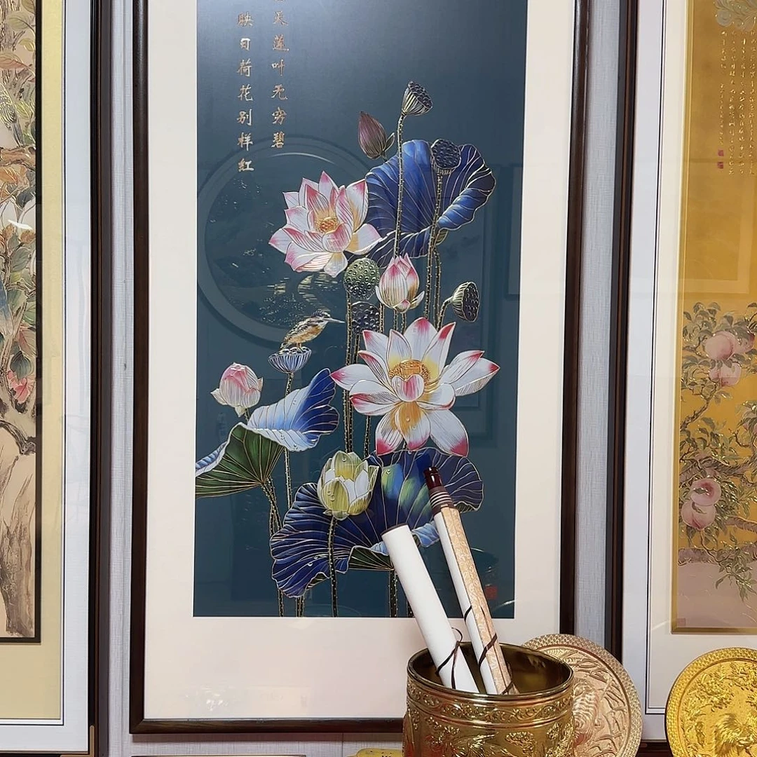 竖款160×80翡翠莲花收藏艺术品