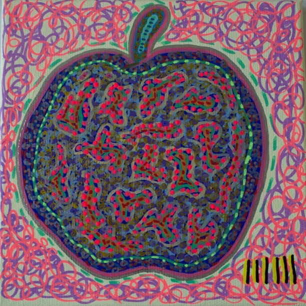 《苹果》限量1件100%手绘画布艺术原作 王甜心监制