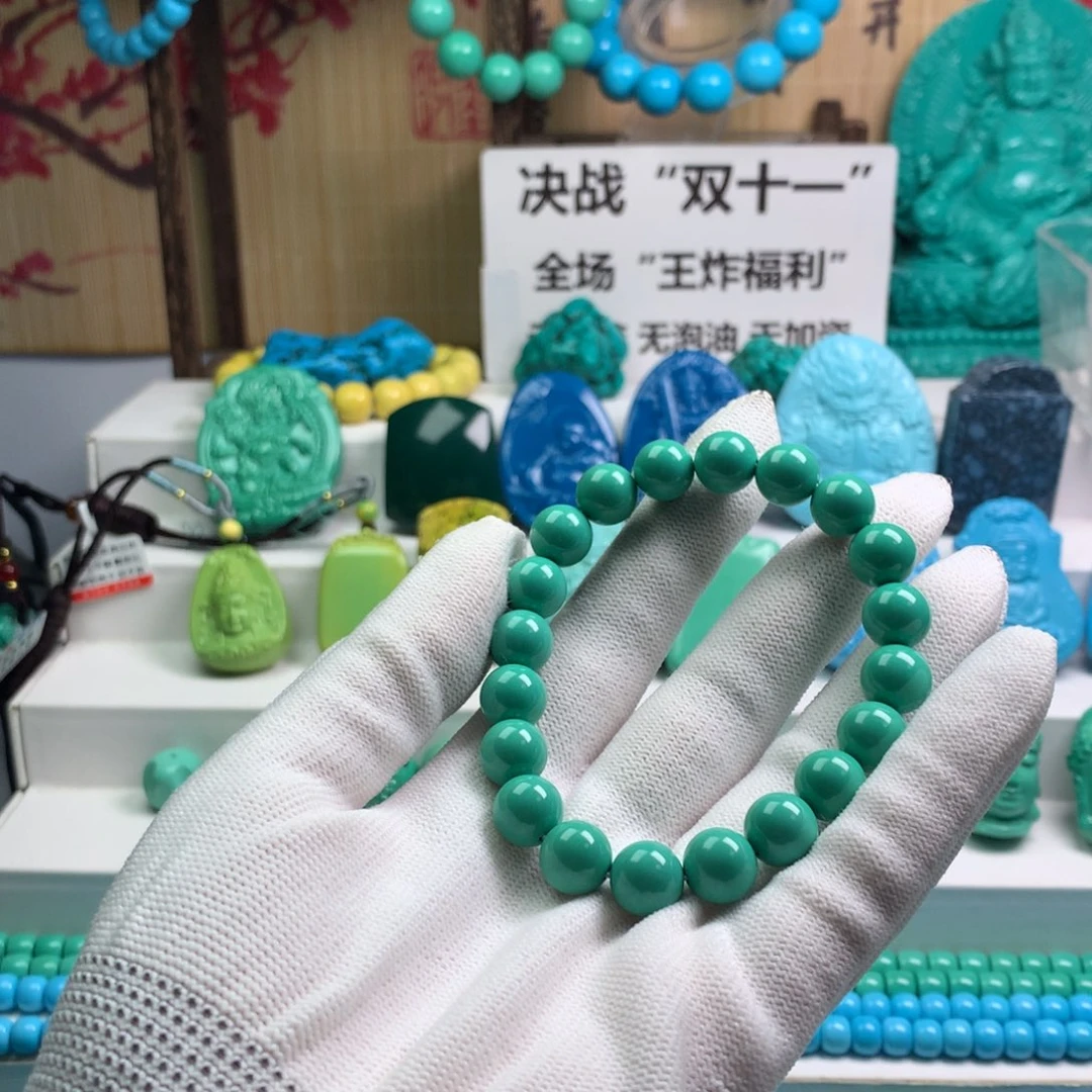 湖北发货批发精挑绿色矿原创手串108雕刻多样性发货 以介绍为准