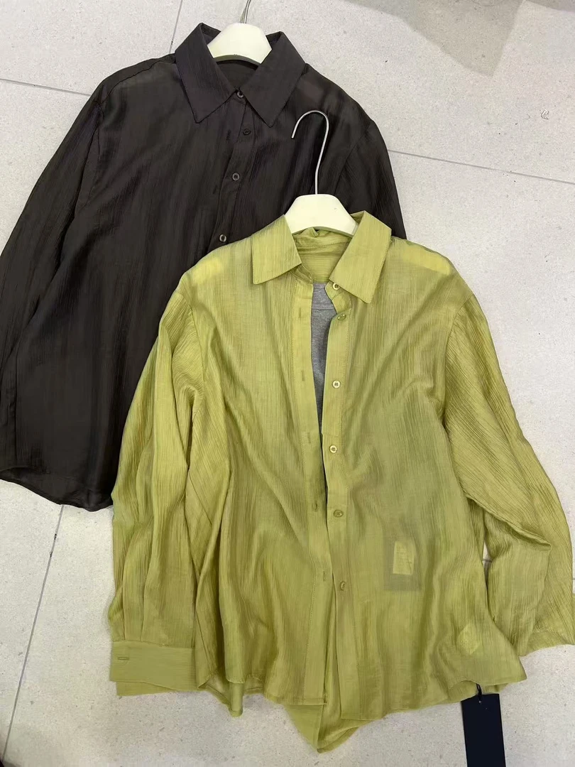 0538防晒衬衫女2025夏季新款薄款微透设计感背单排扣休闲上衣衬衣