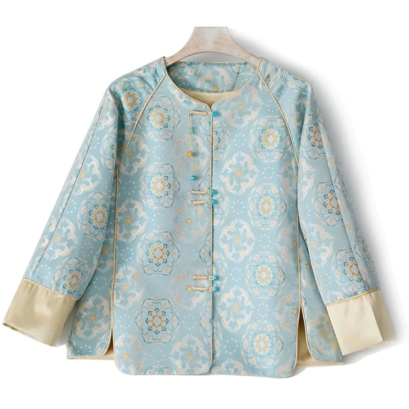 高端新中式国风外套非遗宋锦提花改良版女士时尚唐装盘扣上衣春季