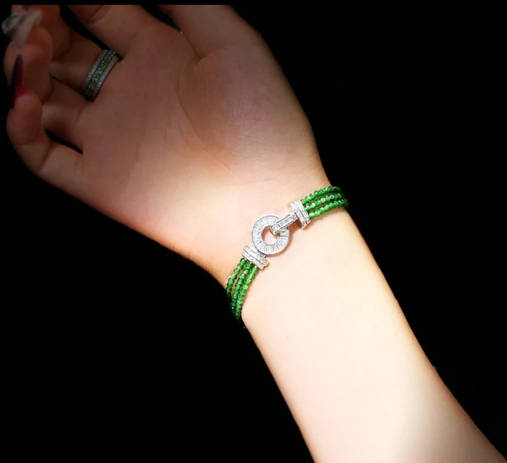 天然A货翡翠阳绿手链