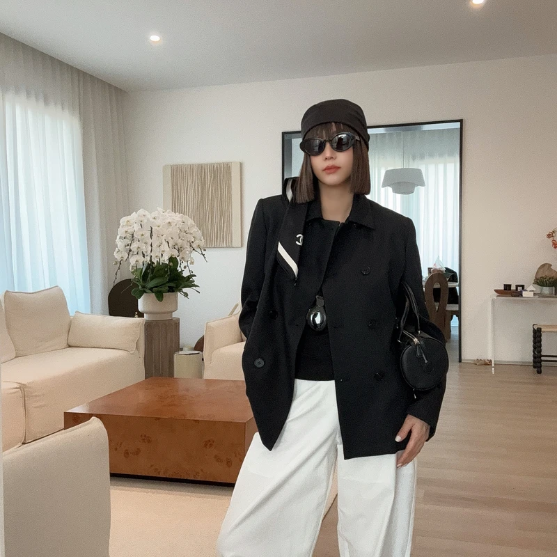 【rarer rarer】极简显瘦线条感双排扣西装外套 2503011