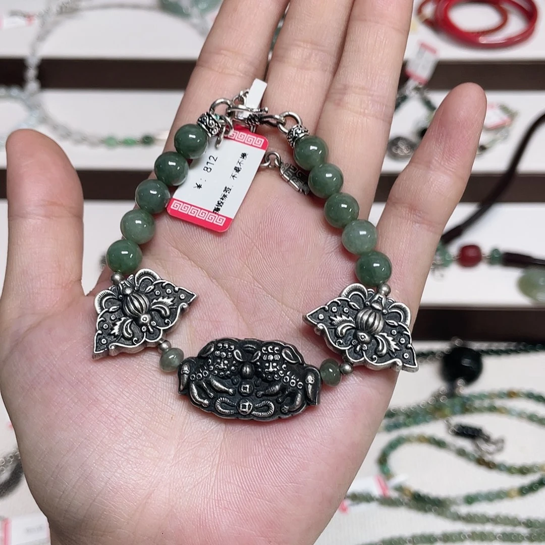 足银足银錾刻配饰手链