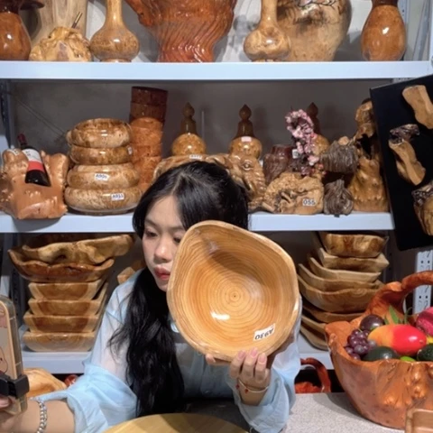 金属实木果盆实木编号930