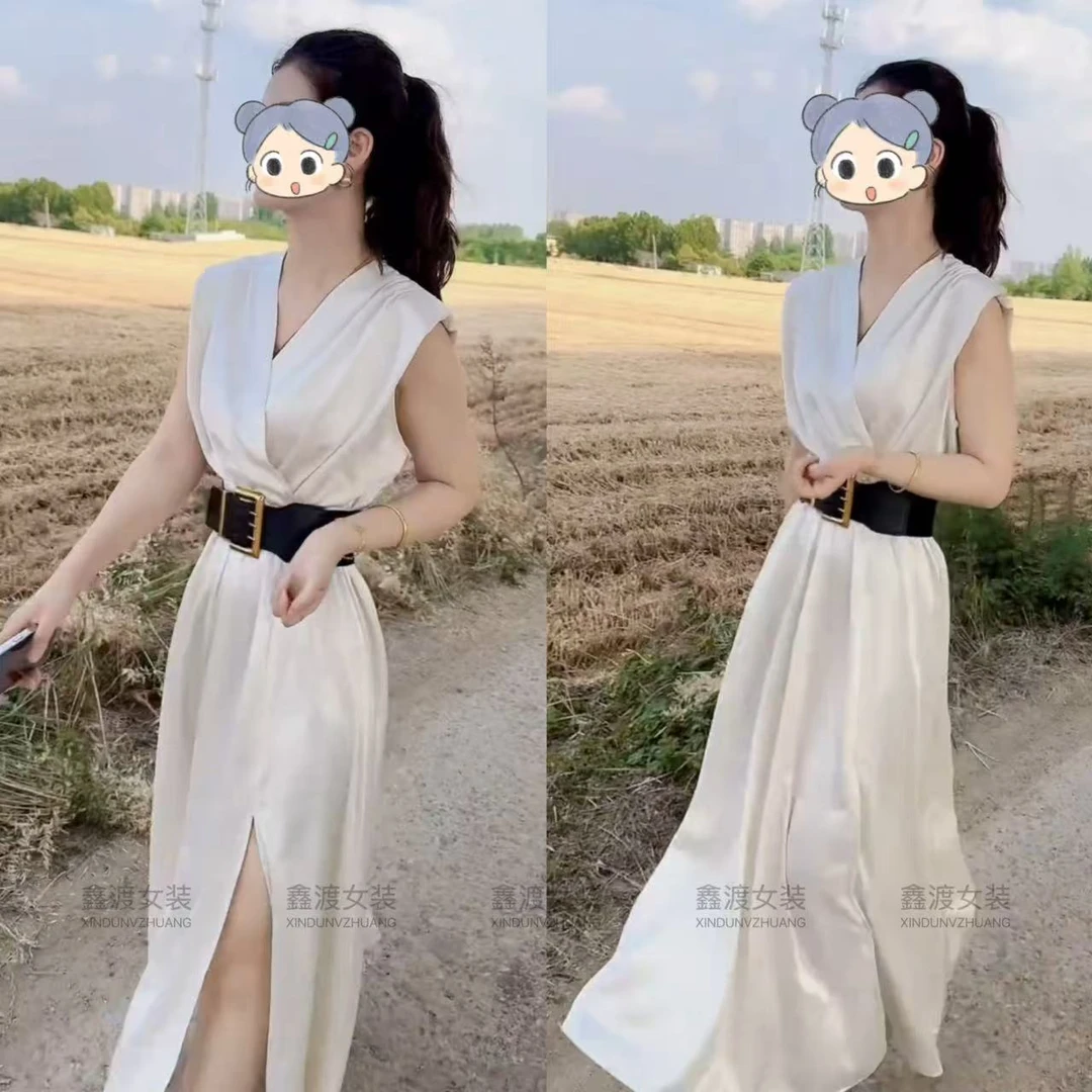 2025夏季新款时尚显瘦气质女士网红洋气连衣裙百搭款D5855