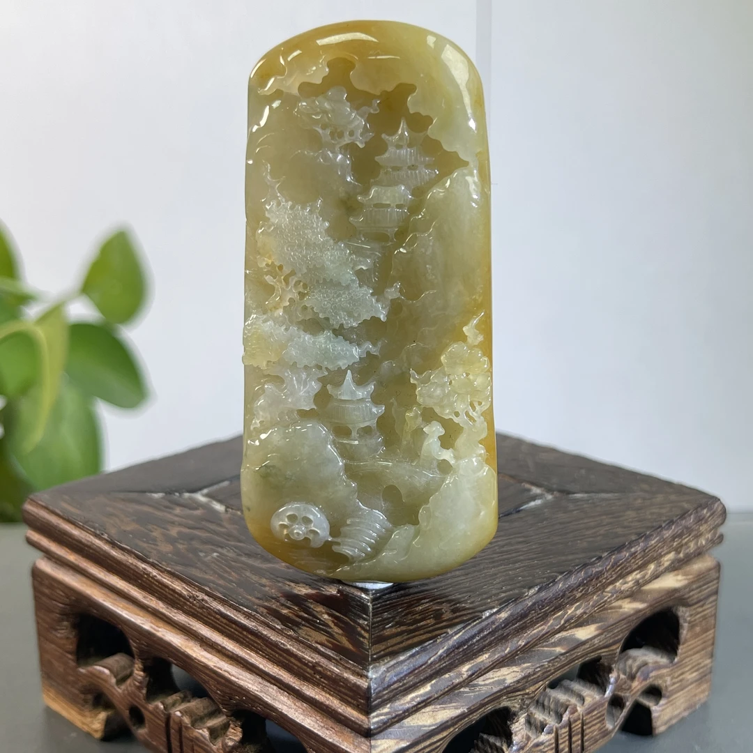 JXB04-118 天然缅甸A货翡翠 山水牌