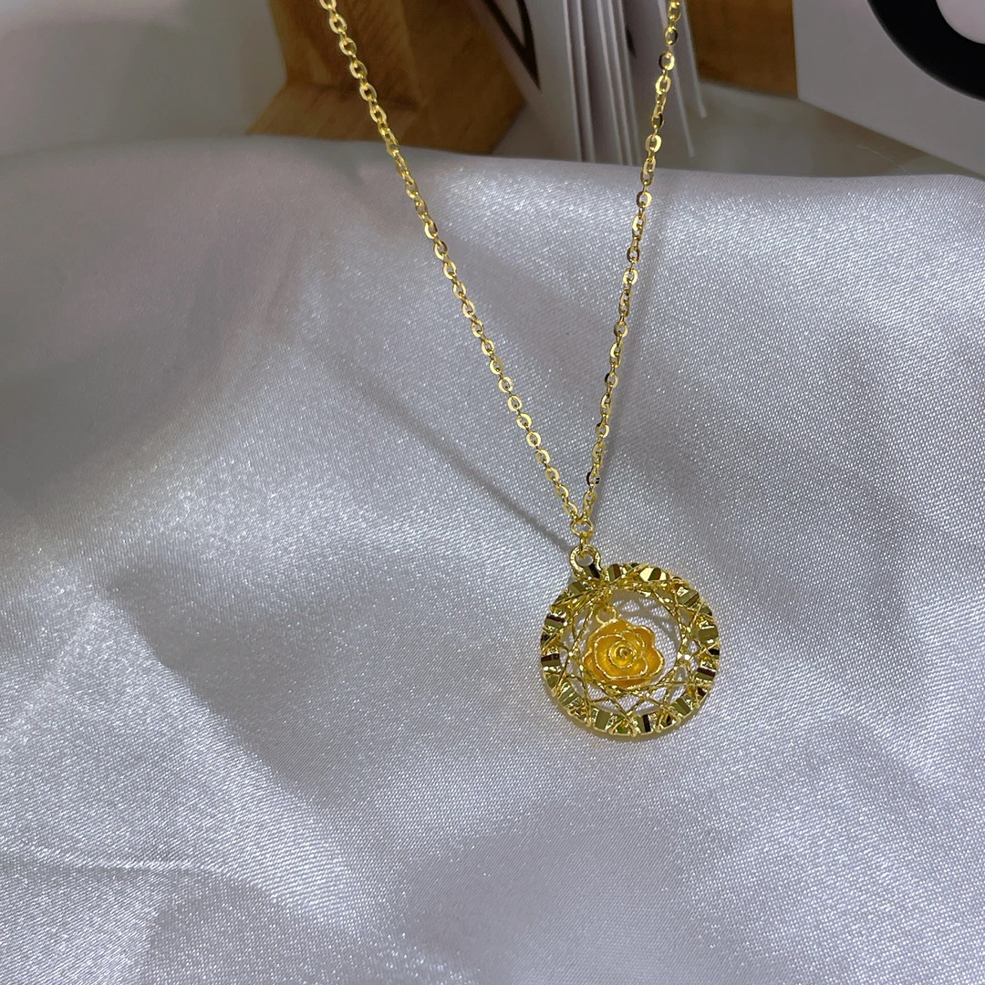 5G工艺足金999时尚百搭玫瑰花园织梦网套链