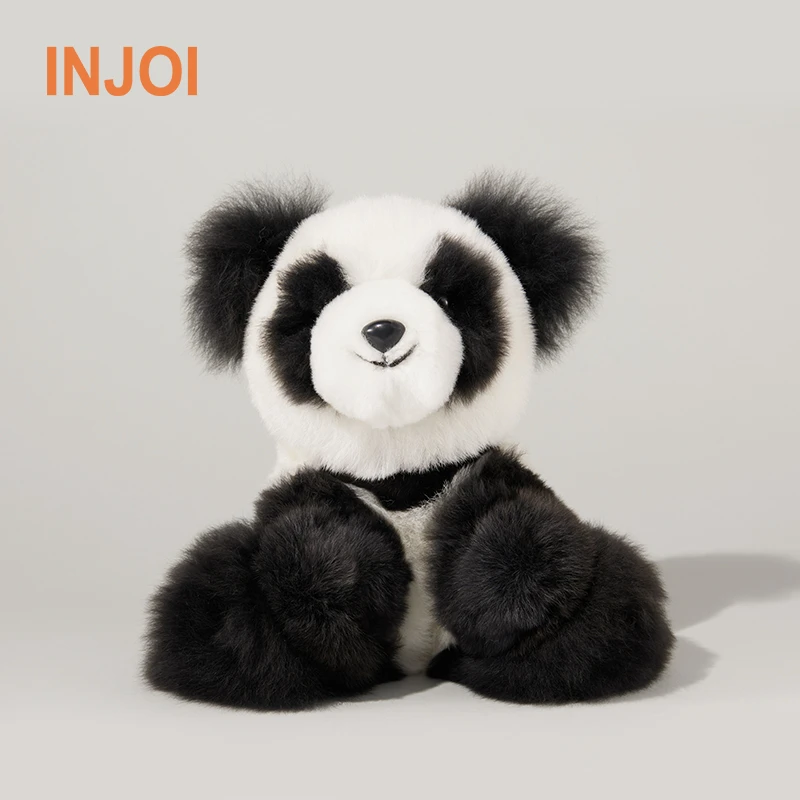 INJOI英乔熊猫手工羊驼毛绒玩偶儿童玩具公仔情侣女生生日礼物