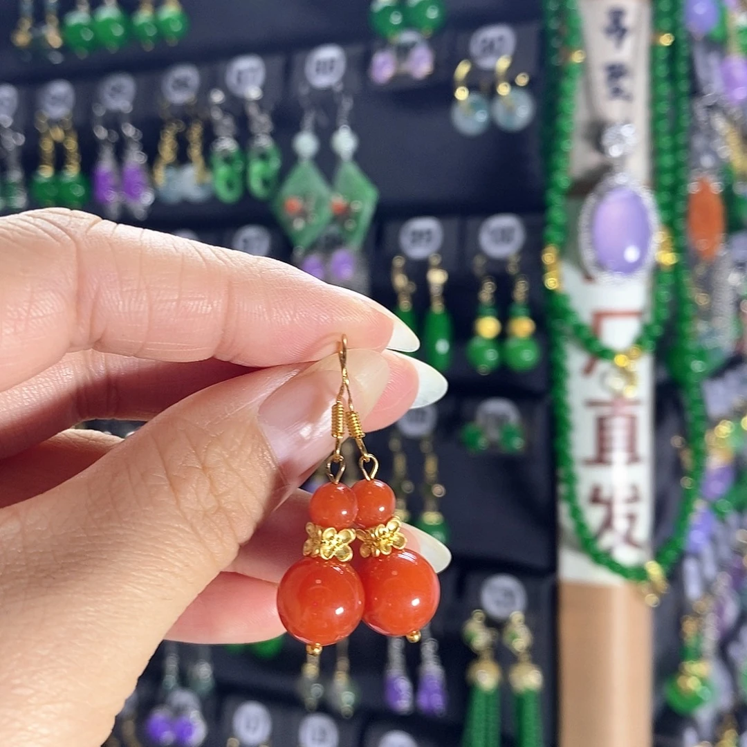 翡翠银S925镶嵌耳饰030