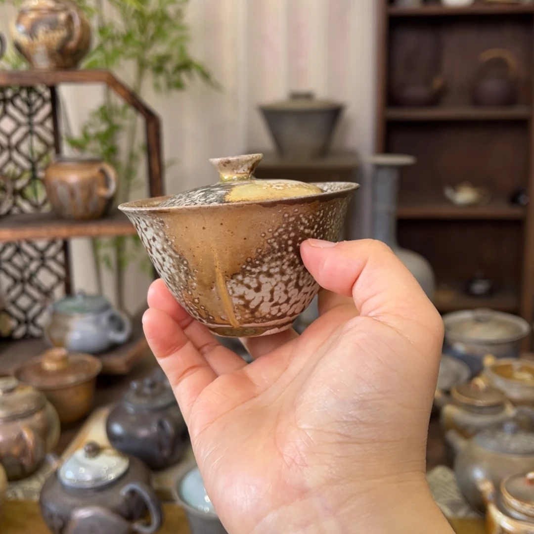 47中白精品盖碗柴烧