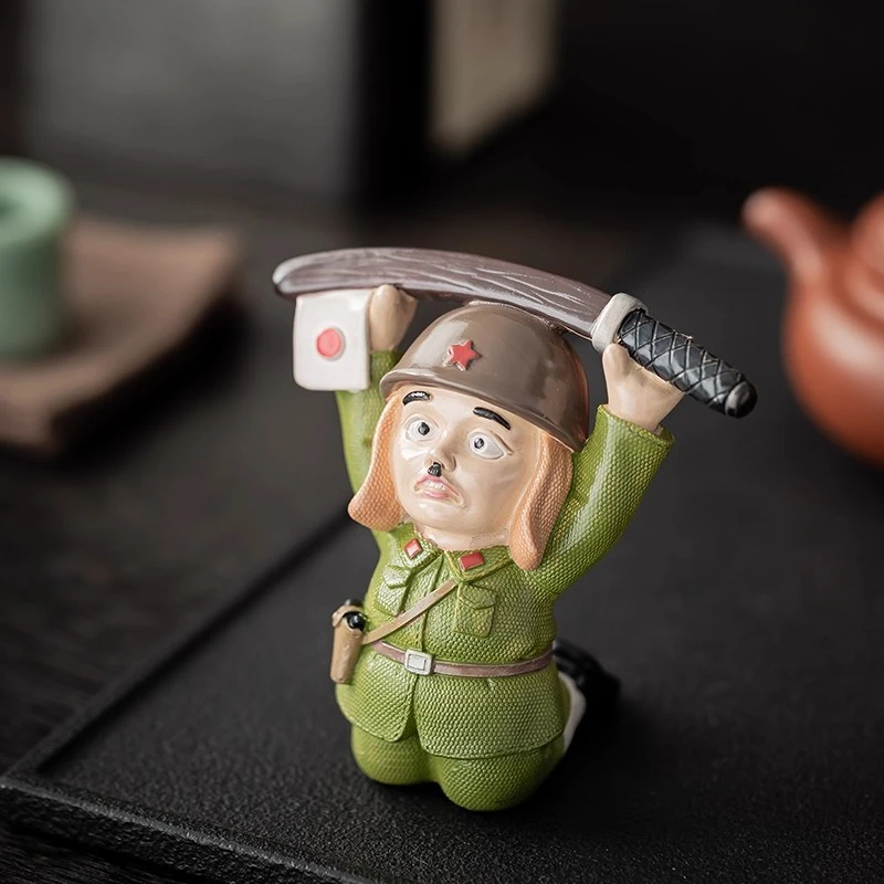变色茶宠摆件精品日本下跪投降喝茶把玩茶台茶桌面装饰品茶盘配件