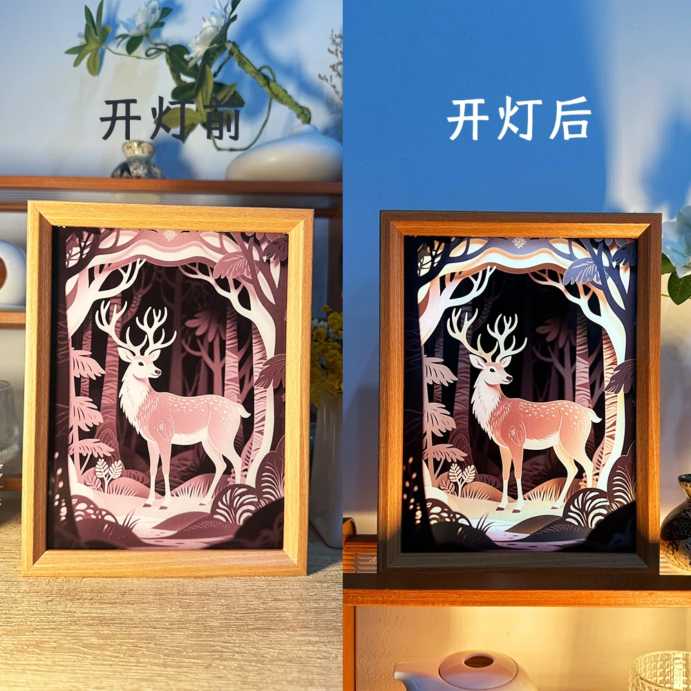 【3D秘境】错层画似纸雕灯纸艺灯摆件创意可爱立体灯桌面摆件家居