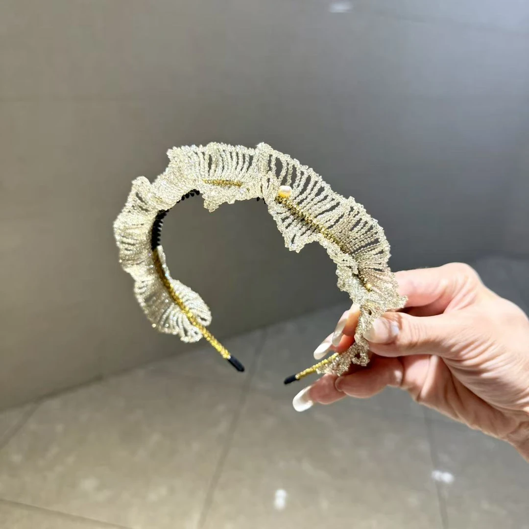 【莫奈海之星】香槟金细跟璀璨海浪轻奢气质高级感设计时尚发箍