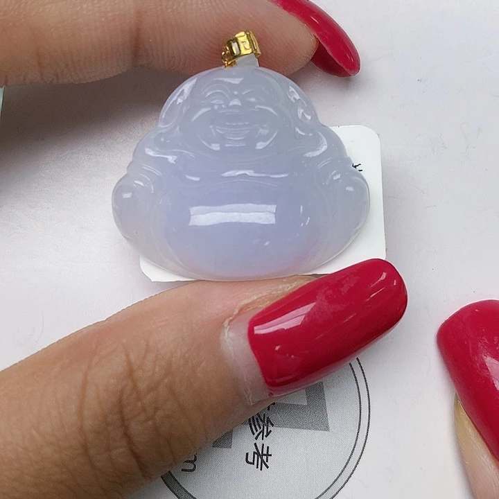 颈饰18K金镶嵌翡翠天然翡翠