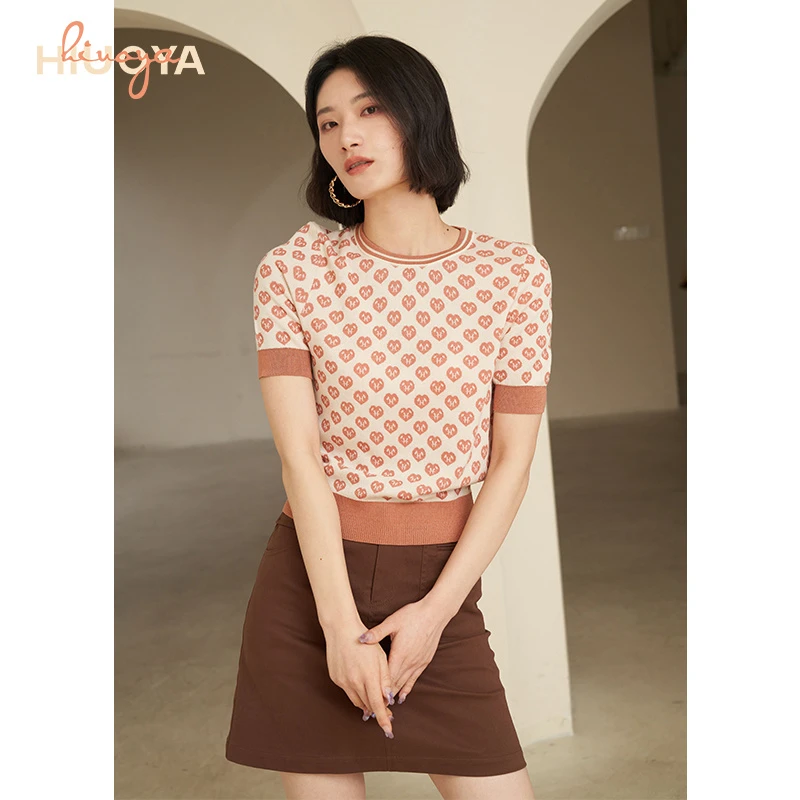 HIUOYA【夏装福利】夏季时尚撞色提花百搭圆领套衫 23273303